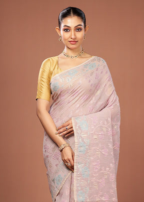 Pink Tissue Silk Saree With Blouse Piece