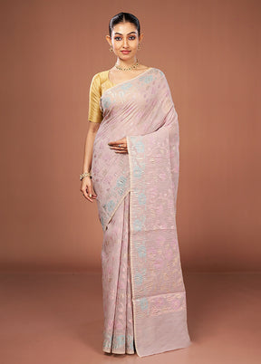 Pink Tissue Silk Saree With Blouse Piece