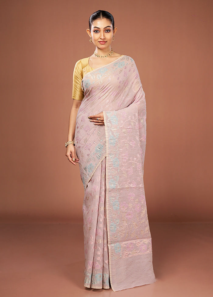 Pink Tissue Silk Saree With Blouse Piece