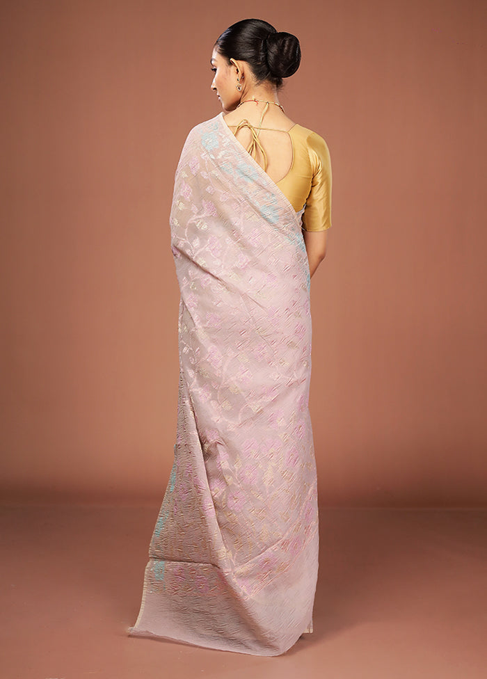 Pink Tissue Silk Saree With Blouse Piece
