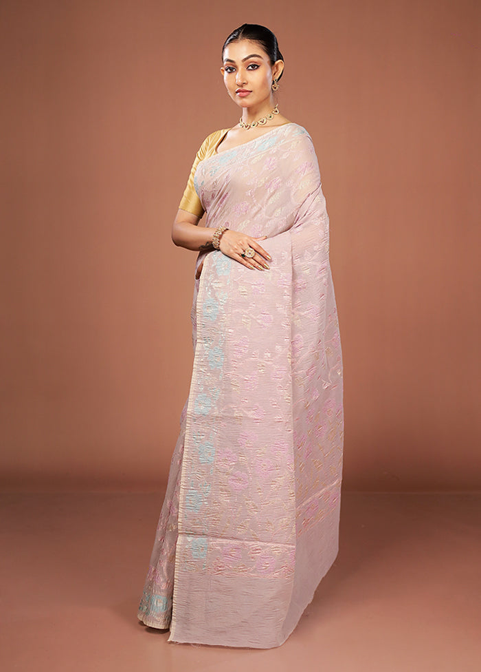 Pink Tissue Silk Saree With Blouse Piece