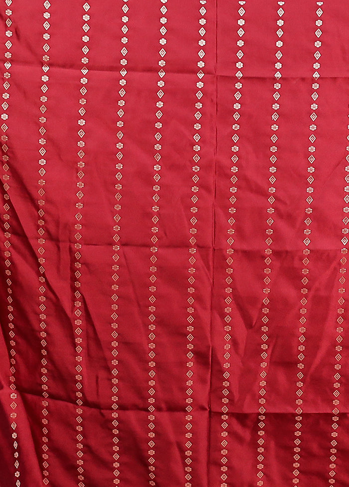 Maroon Banarasi Silk Saree With Blouse Piece