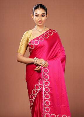 Pink Banarasi Silk Saree With Blouse Piece