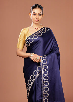 Blue Banarasi Silk Saree With Blouse Piece