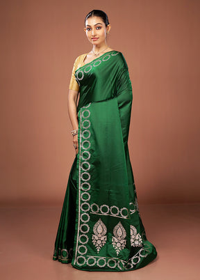 Green Banarasi Silk Saree With Blouse Piece