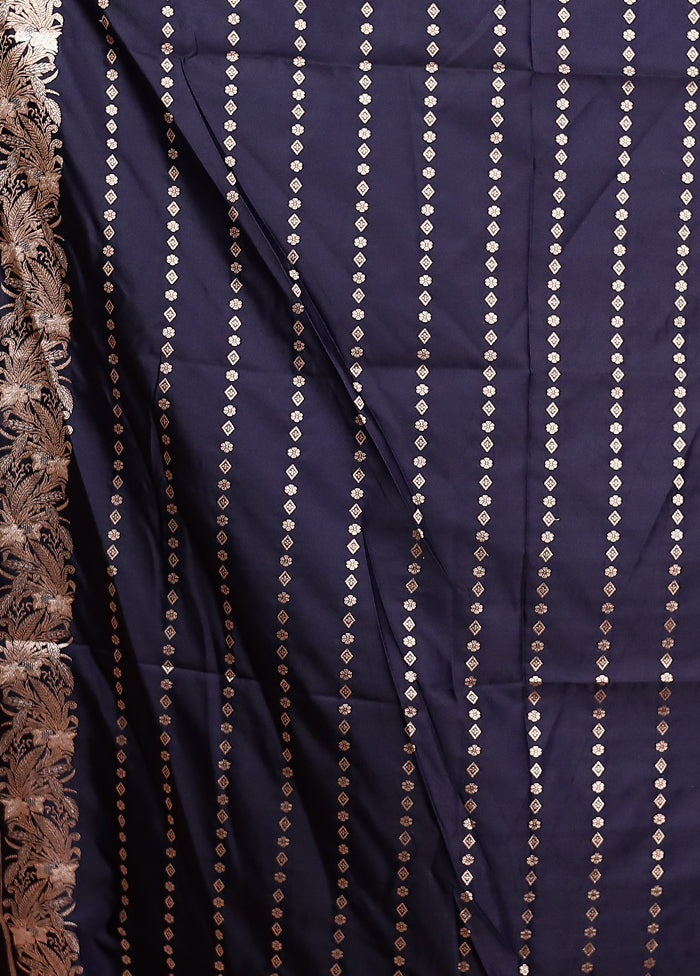 Blue Banarasi Silk Saree With Blouse Piece