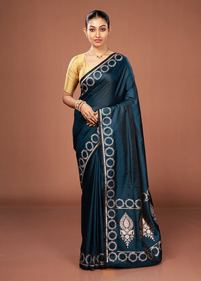 Blue Banarasi Silk Saree With Blouse Piece