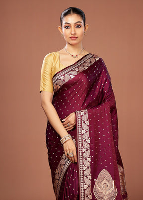 Purple Banarasi Silk Saree With Blouse Piece