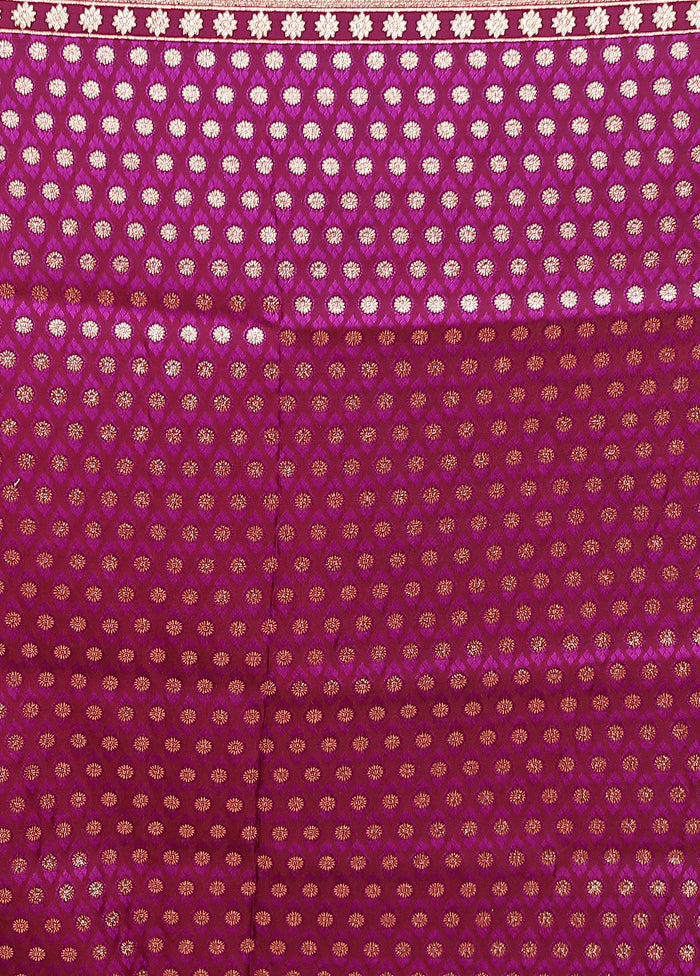 Purple Banarasi Silk Saree With Blouse Piece