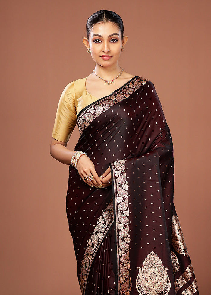 Maroon Banarasi Silk Saree With Blouse Piece