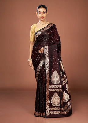 Maroon Banarasi Silk Saree With Blouse Piece