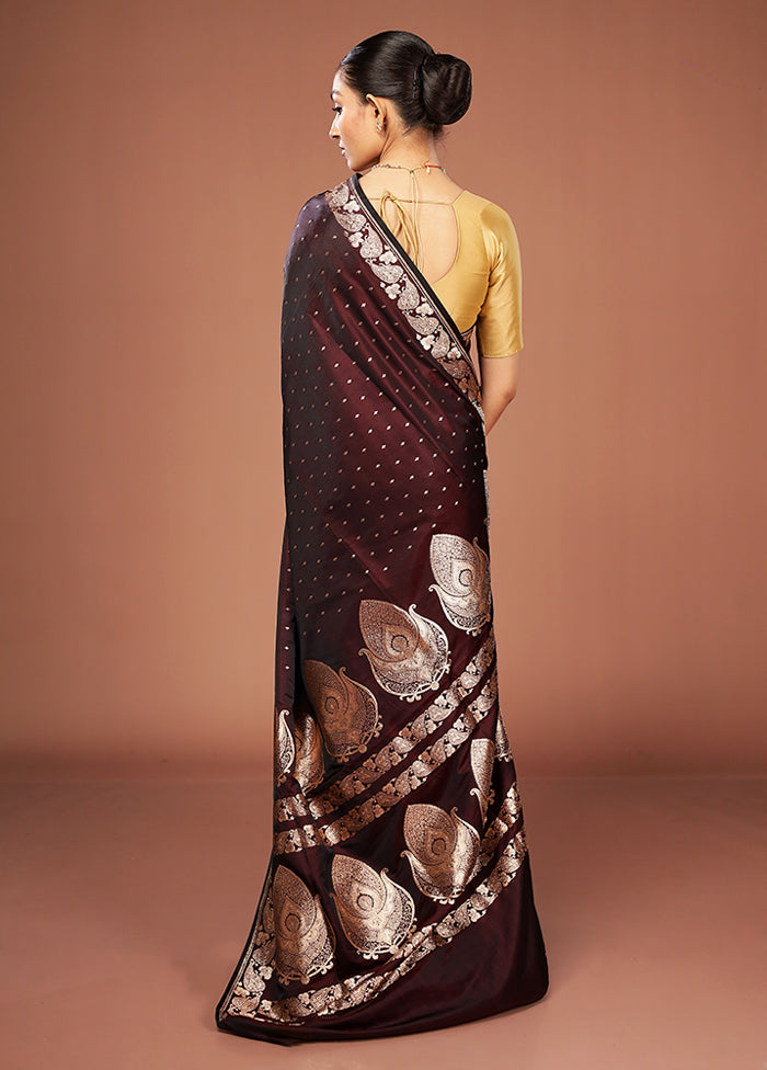 Maroon Banarasi Silk Saree With Blouse Piece