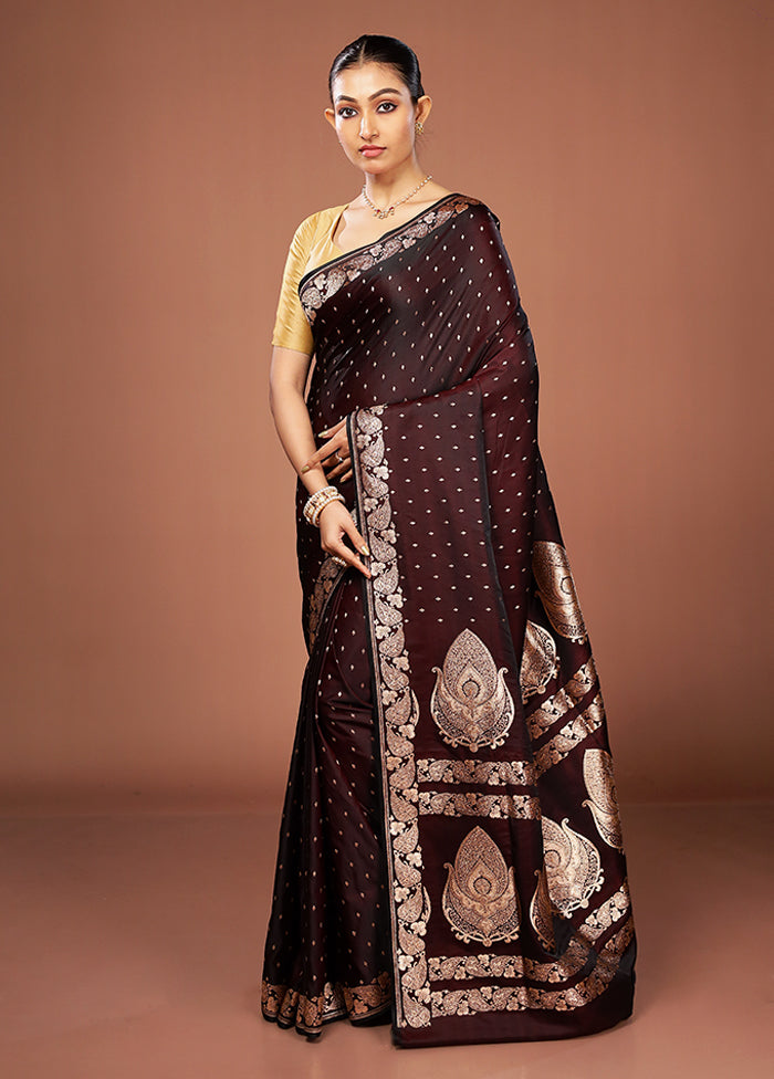 Maroon Banarasi Silk Saree With Blouse Piece