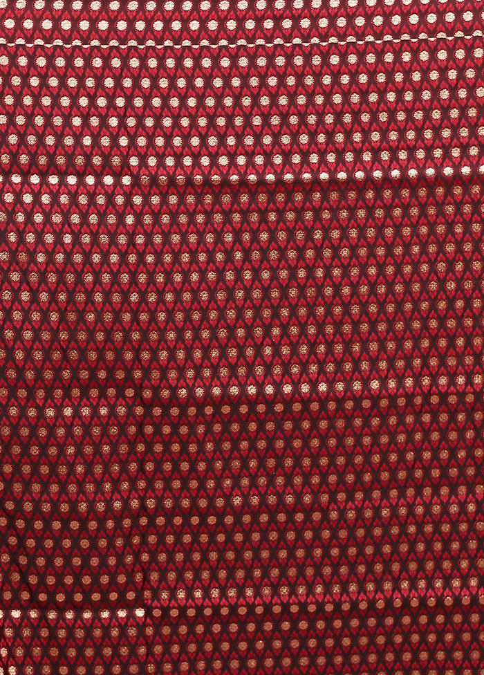 Maroon Banarasi Silk Saree With Blouse Piece