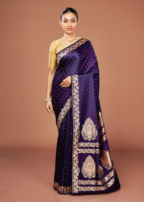 Blue Banarasi Silk Saree With Blouse Piece