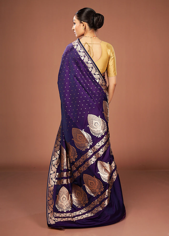 Blue Banarasi Silk Saree With Blouse Piece