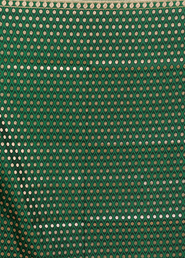 Green Banarasi Silk Saree With Blouse Piece