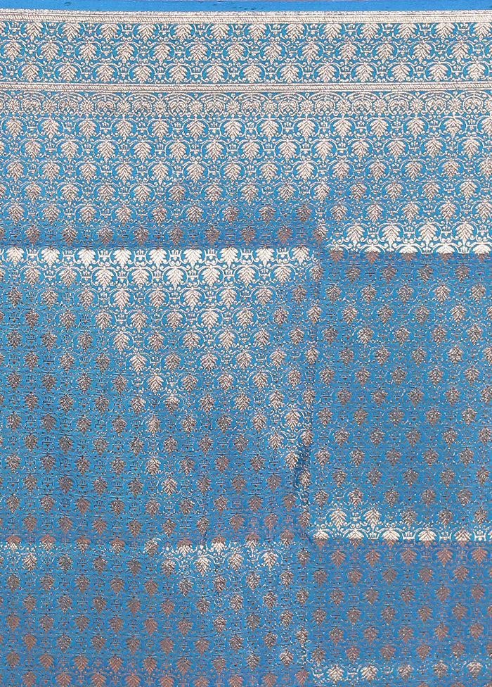 Blue Banarasi Silk Saree With Blouse Piece