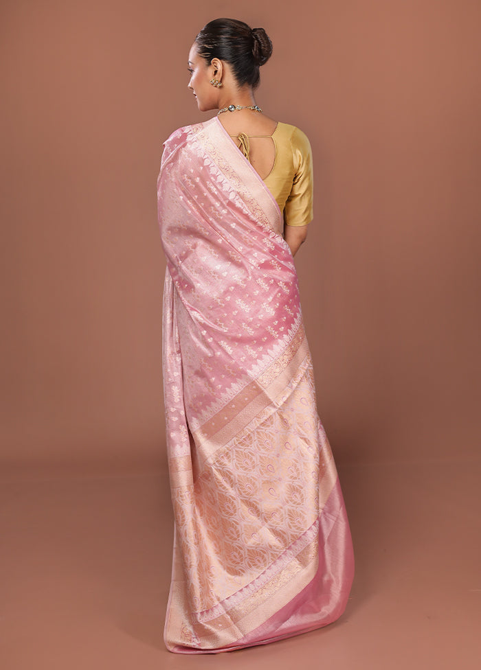 Pink Tissue Silk Saree With Blouse Piece
