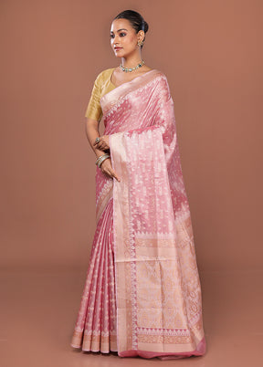 Pink Tissue Silk Saree With Blouse Piece