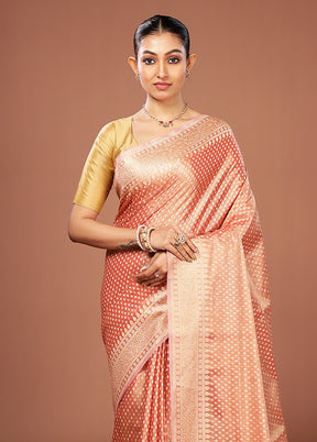Pink Tissue Silk Saree With Blouse Piece
