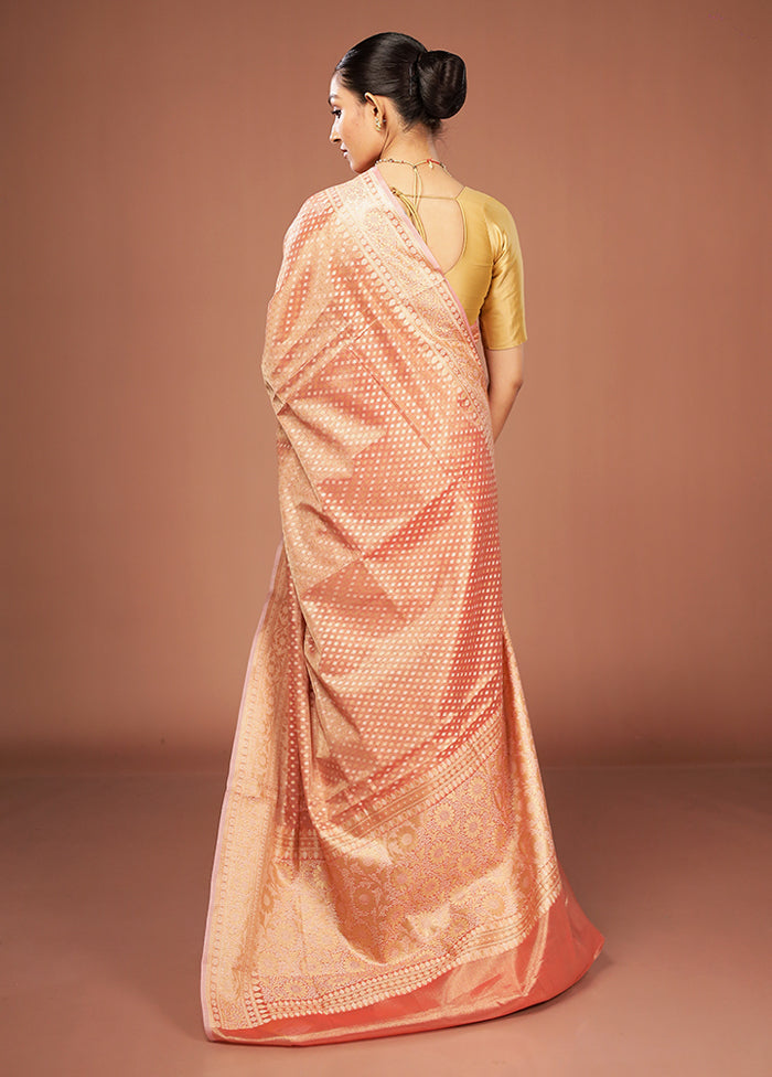 Pink Tissue Silk Saree With Blouse Piece
