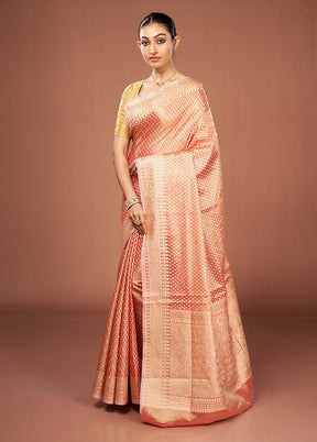 Pink Tissue Silk Saree With Blouse Piece