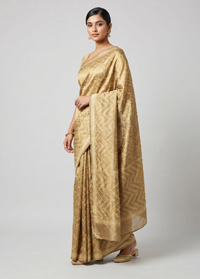 Cream Tissue Silk Saree With Blouse Piece