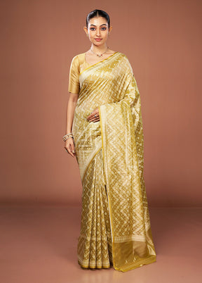 Yellow Tissue Silk Saree With Blouse Piece