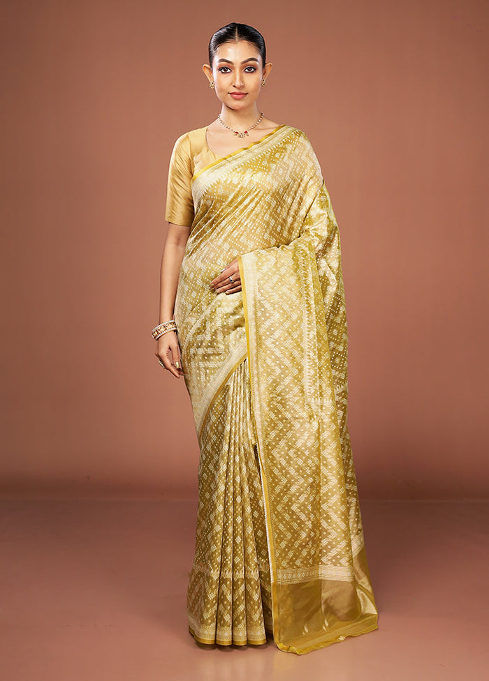Yellow Tissue Silk Saree With Blouse Piece