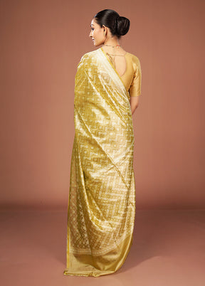 Yellow Tissue Silk Saree With Blouse Piece