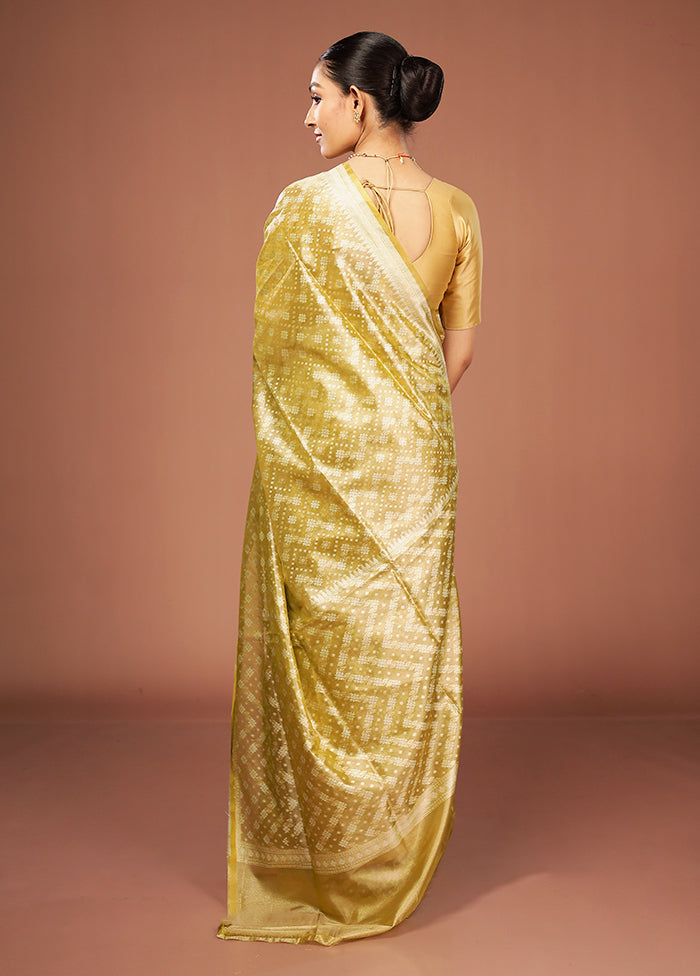 Yellow Tissue Silk Saree With Blouse Piece