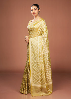 Yellow Tissue Silk Saree With Blouse Piece