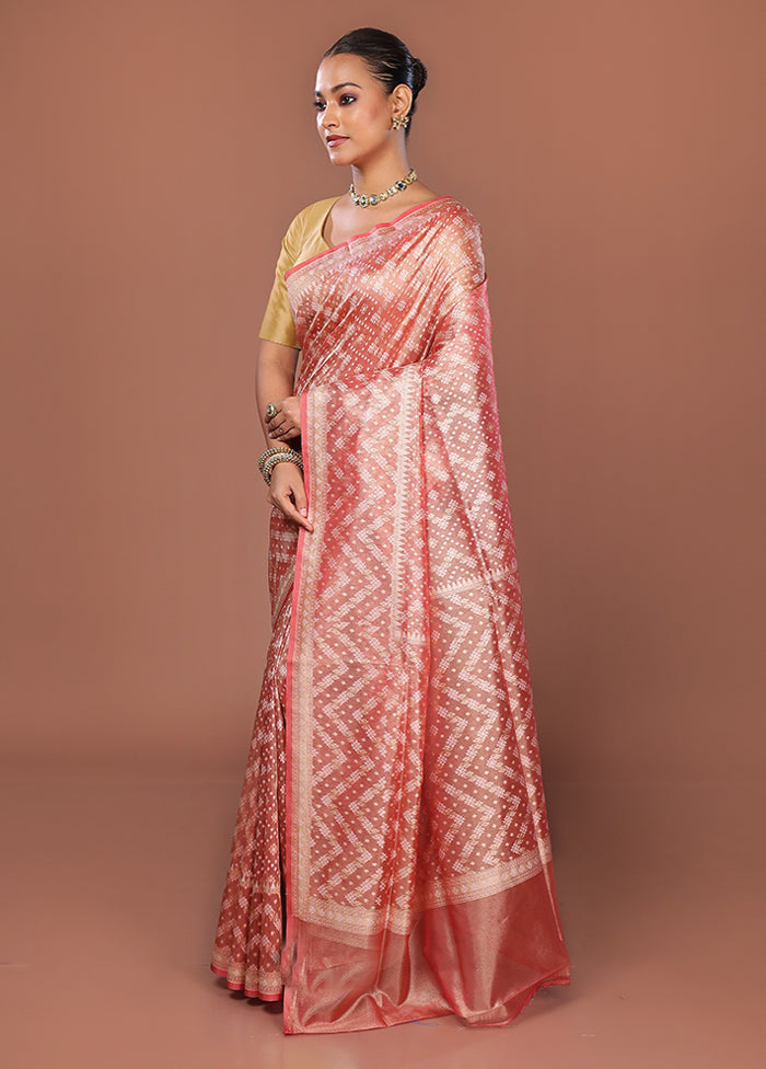 Pink Tissue Silk Saree With Blouse Piece