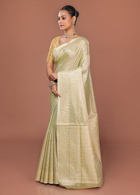 Cream Tissue Silk Saree With Blouse Piece