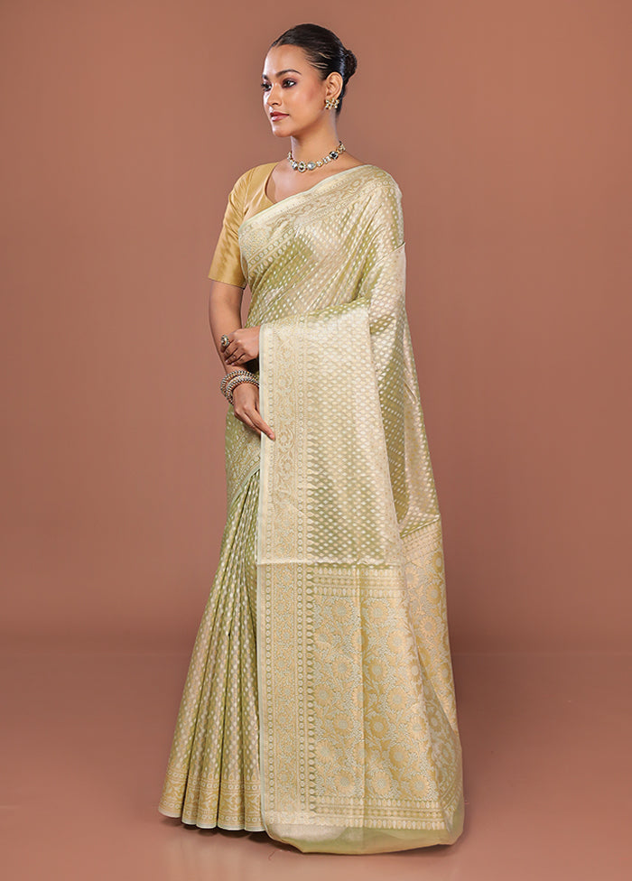 Cream Tissue Silk Saree With Blouse Piece