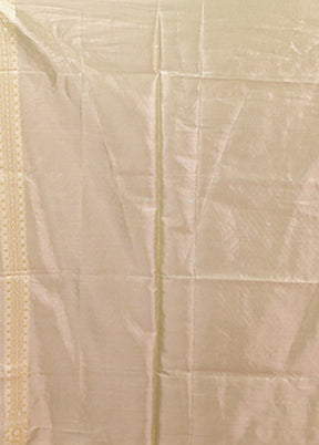 Cream Tissue Silk Saree With Blouse Piece