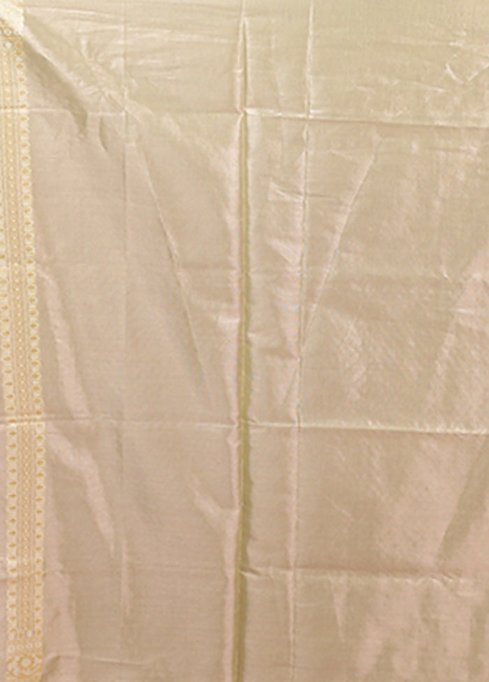 Cream Tissue Silk Saree With Blouse Piece