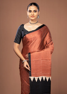 Maroon Printed Silk Saree Without Blouse Piece