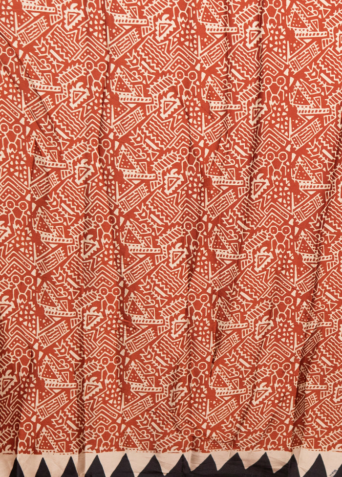 Maroon Printed Silk Saree Without Blouse Piece