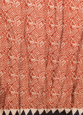 Maroon Printed Silk Saree Without Blouse Piece