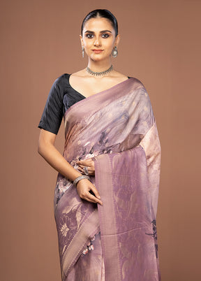 Purple Dupion Silk Saree With Blouse Piece