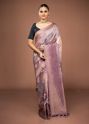 Purple Dupion Silk Saree With Blouse Piece
