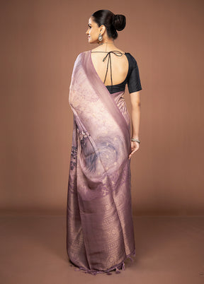 Purple Dupion Silk Saree With Blouse Piece