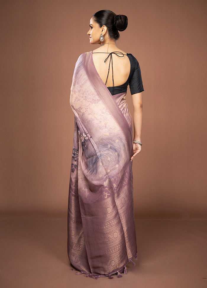 Purple Dupion Silk Saree With Blouse Piece