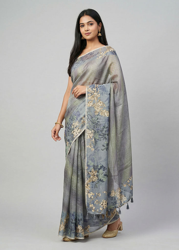 Green Tussar Silk Saree With Blouse Piece
