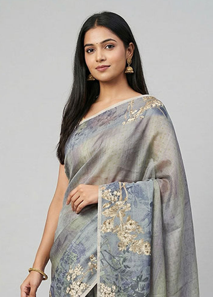Green Tussar Silk Saree With Blouse Piece