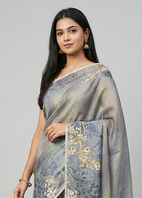 Green Tussar Silk Saree With Blouse Piece