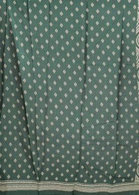 Green Printed Silk Saree Without Blouse Piece