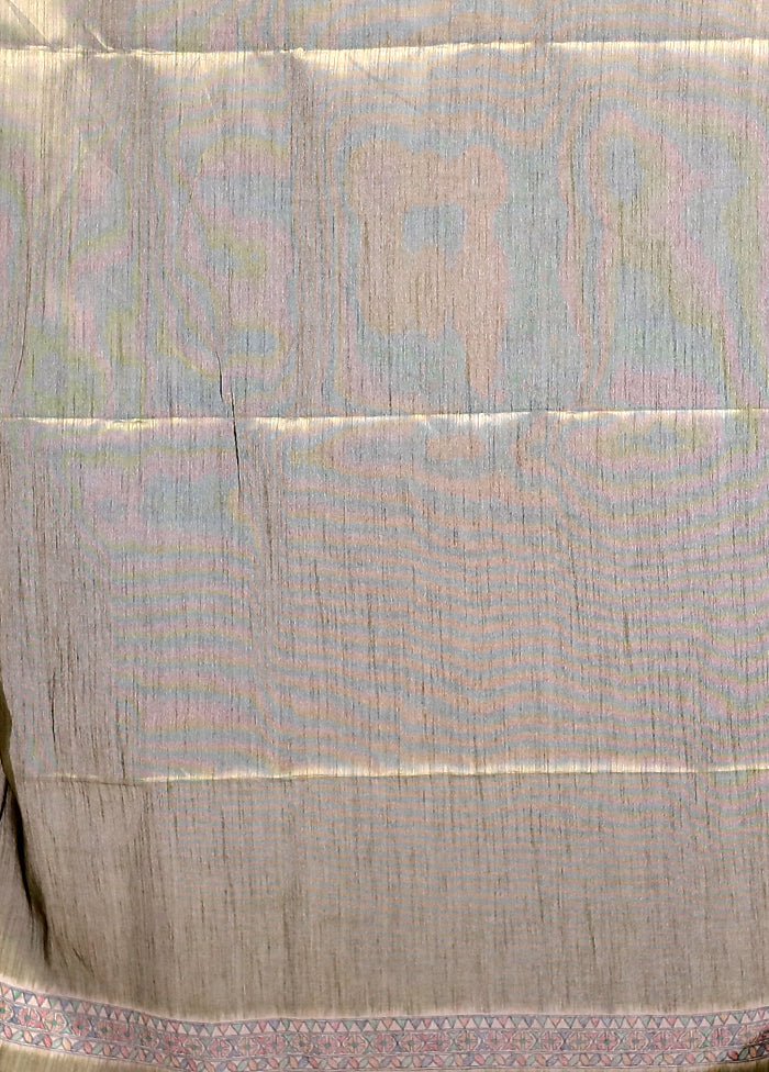 Green Tussar Silk Saree With Blouse Piece